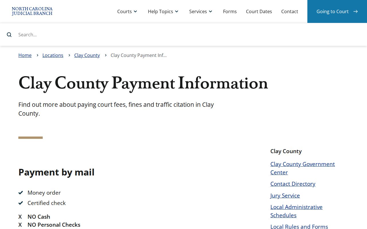 Clay County criminal court case payment information