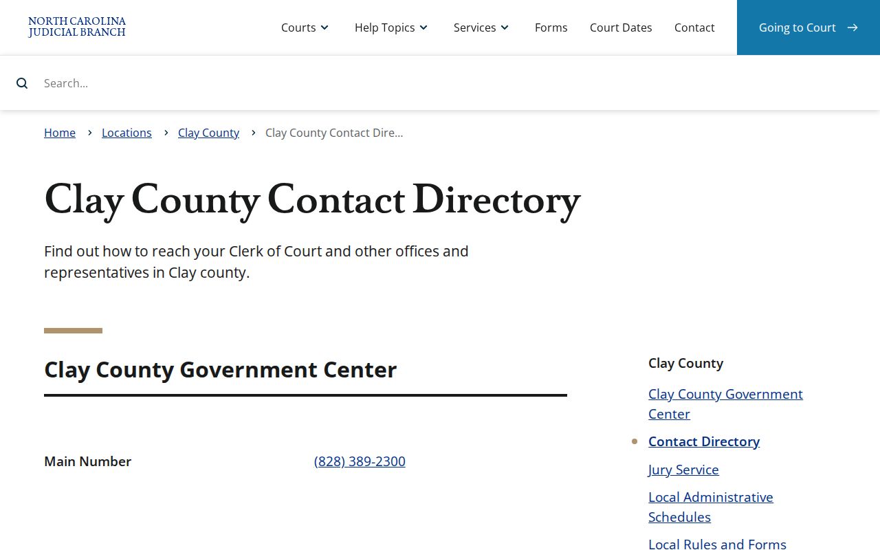 Clay County criminal court case contact directory