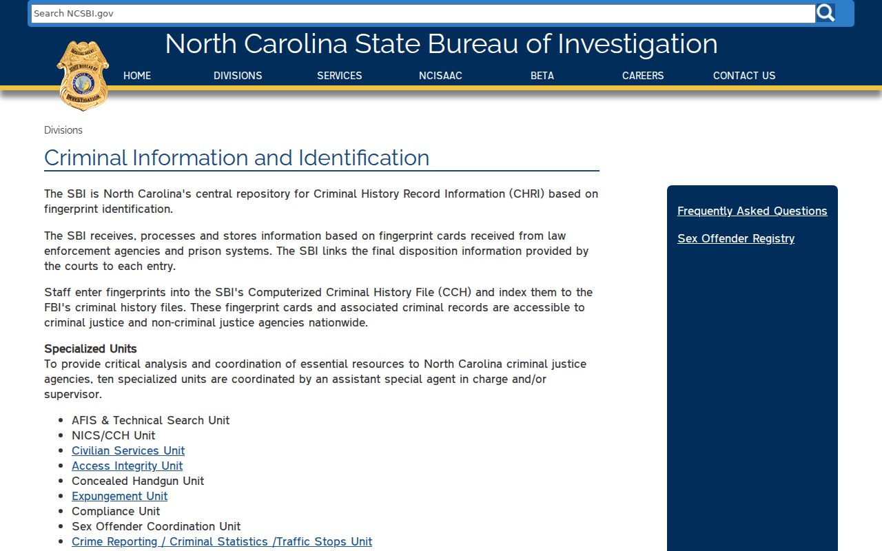Clay County criminal history NCSBI repository information